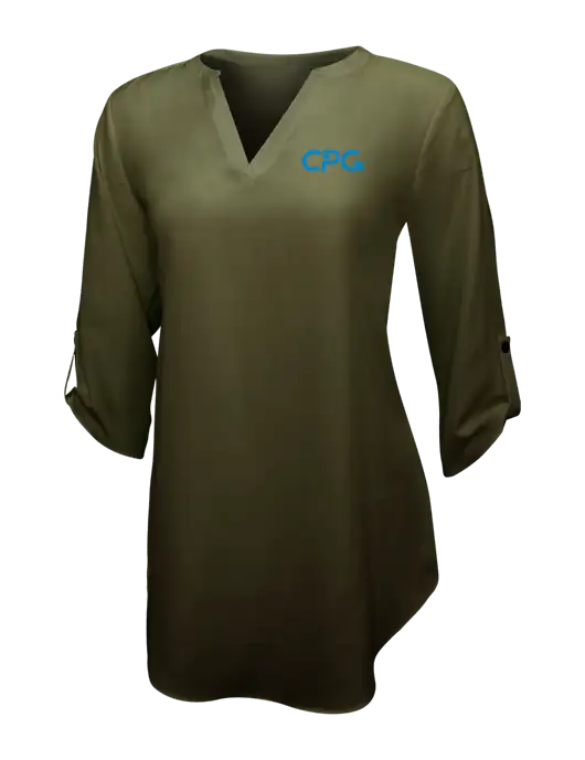 Womens Dark Olive 3/4 Sleeve Tunic Blouse w/CPG Logo