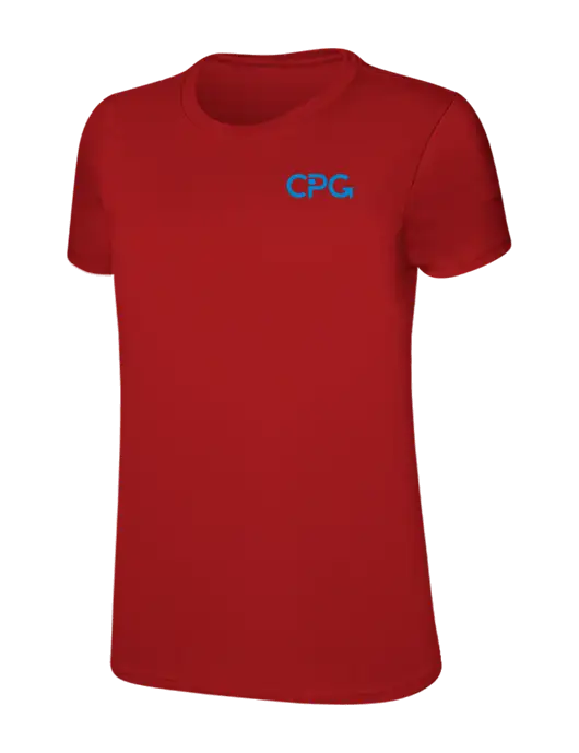Womens Ring Spun Bright Red 4.5 oz T-Shirt w/CPG Logo