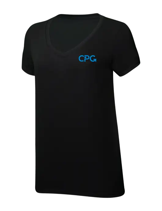 Womens Simply Soft V-Neck Black 4.5oz  Poly/Combed Ring Spun Cotton T-Shirt w/CPG Logo