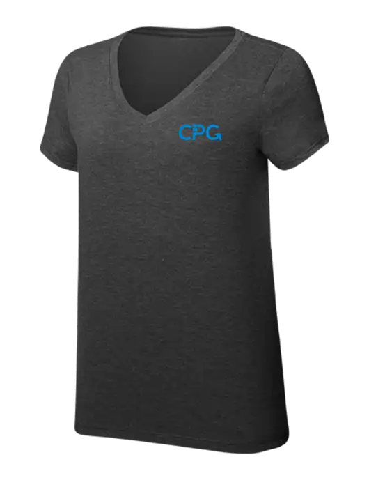Womens Simply Soft V-Neck Black Frost 4.5oz  Poly/Combed Ring Spun Cotton T-Shirt w/CPG Logo