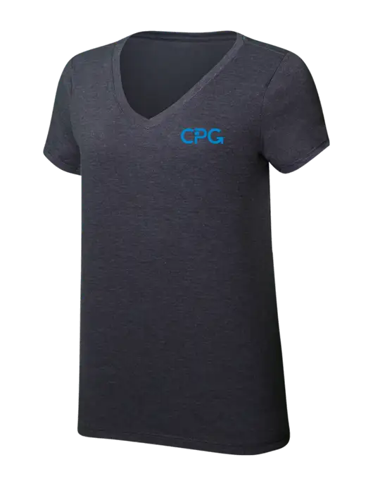 Womens Simply Soft V-Neck Heather Charcoal 4.5oz  Poly/Combed Ring Spun Cotton T-Shirt w/CPG Logo