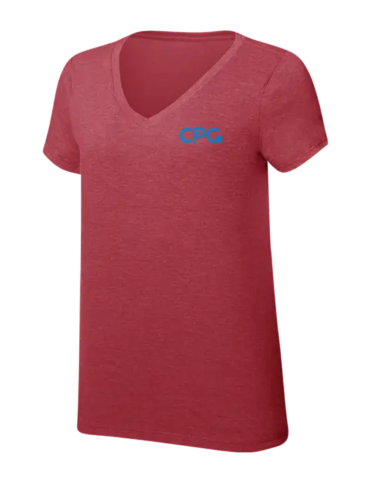 Womens Simply Soft V-Neck Red Frost 4.5oz  Poly/Combed Ring Spun Cotton T-Shirt w/CPG Logo