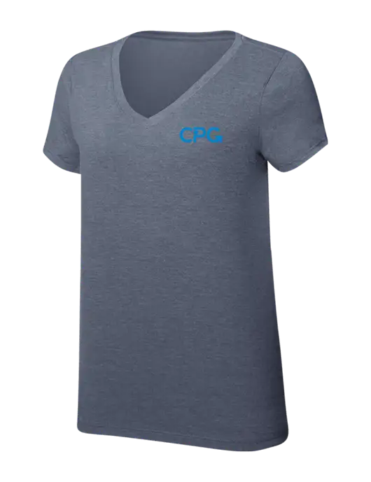 Womens Simply Soft V-Neck Navy Frost 4.5oz  Poly/Combed Ring Spun Cotton T-Shirt w/CPG Logo