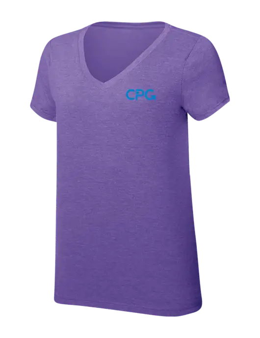 Womens Simply Soft V-Neck Purple Frost 4.5oz  Poly/Combed Ring Spun Cotton T-Shirt w/CPG Logo