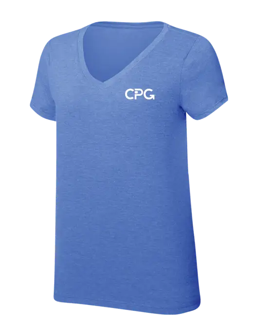 Womens Simply Soft V-Neck Royal Frost 4.5oz  Poly/Combed Ring Spun Cotton T-Shirt w/CPG Logo