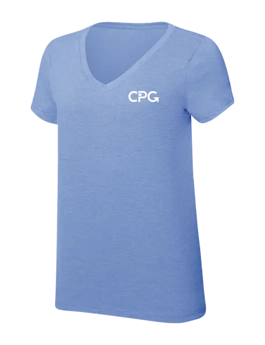 Womens Simply Soft V-Neck Maritime Frost 4.5oz  Poly/Combed Ring Spun Cotton T-Shirt w/CPG Logo