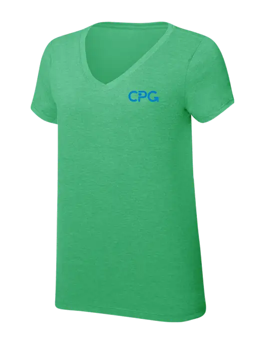 Womens Simply Soft V-Neck Green Frost 4.5oz  Poly/Combed Ring Spun Cotton T-Shirt w/CPG Logo