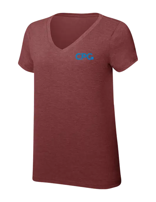 Womens Simply Soft V-Neck Maroon Frost 4.5oz  Poly/Combed Ring Spun Cotton T-Shirt w/CPG Logo