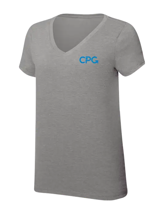 Womens Simply Soft V-Neck Grey Frost 4.5oz  Poly/Combed Ring Spun Cotton T-Shirt w/CPG Logo