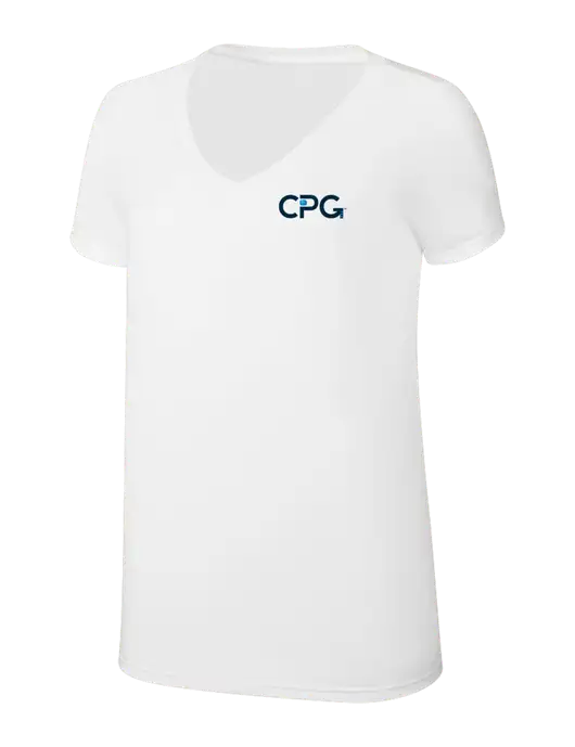 Womens Simply Soft V-Neck White 4.5oz  Poly/Combed Ring Spun Cotton T-Shirt w/CPG Logo