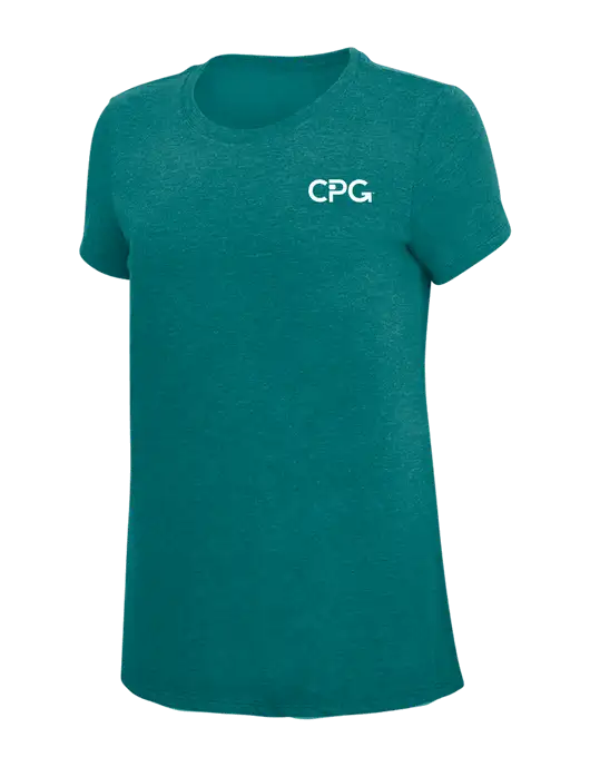 Womens Simply Soft Heathered Dark Teal 4.5oz  Poly/Combed Ring Spun Cotton T-Shirt w/CPG Logo