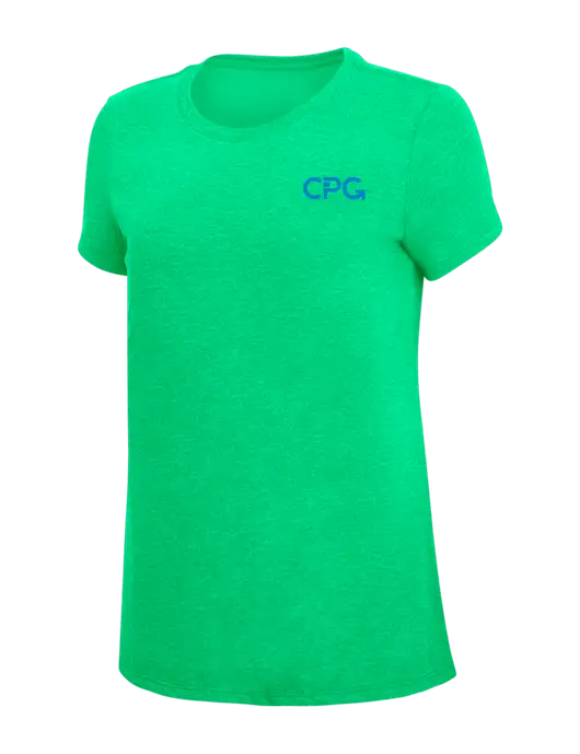 Womens Simply Soft Green Frost 4.5oz Poly/Combed Ring Spun Cotton T-Shirt w/CPG Logo