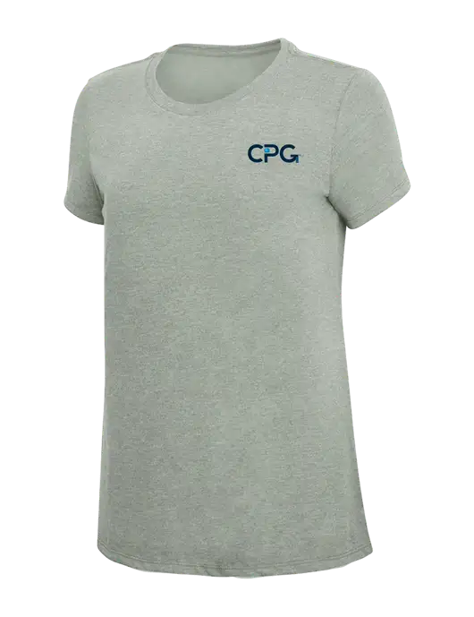 Womens Simply Soft Heathered Light Grey 4.5oz Poly/Combed Ring Spun Cotton T-Shirt w/CPG Logo