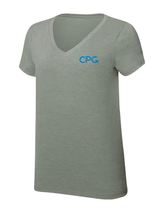 Womens Simply Soft V-Neck Heather Sage 4.5oz  Poly/Combed Ring Spun Cotton T-Shirt w/CPG Logo
