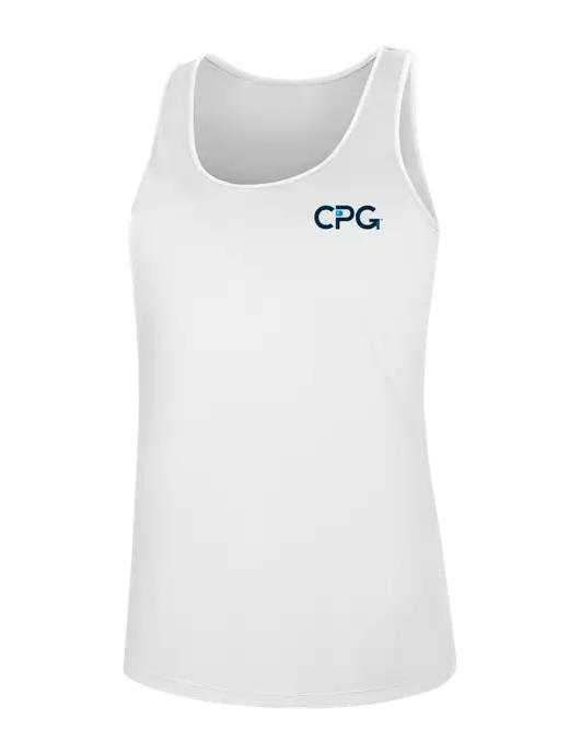 Womens White PosiCharge Competitor Racerback Tank w/CPG Logo