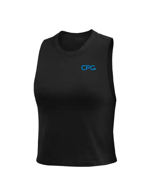 BELLA+CANVAS Womens Black Racerback Crop Tank  w/CPG Logo