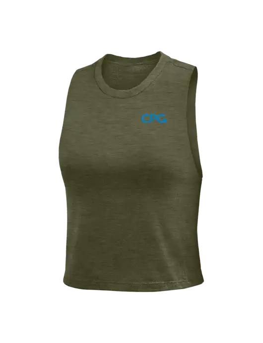 BELLA+CANVAS Womens Heather Dark Green Racerback Crop Tank  w/CPG Logo