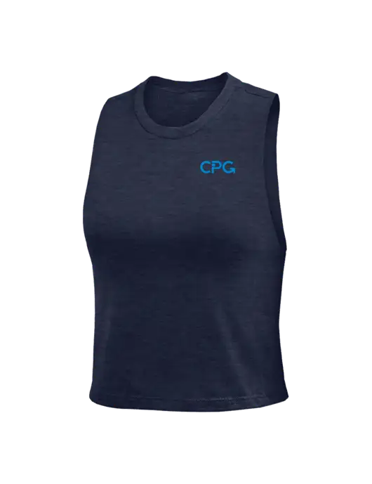 BELLA+CANVAS Womens Heather Navy Racerback Crop Tank  w/CPG Logo