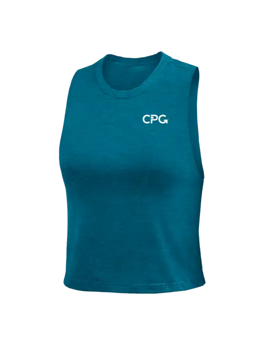 BELLA+CANVAS Womens Heather Teal Racerback Crop Tank  w/CPG Logo