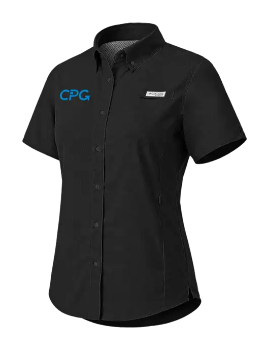 Columbia Black Womens PFG Tamiami II Short Sleeve Shirt w/CPG Logo