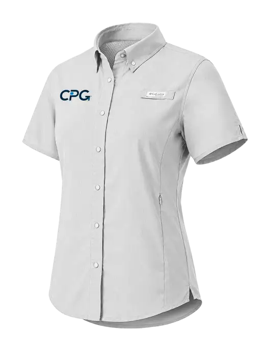 Columbia Grey Womens PFG Tamiami II Short Sleeve Shirt w/CPG Logo