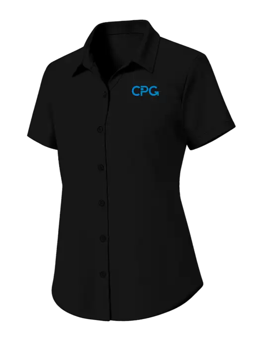 Womens Black Short Sleeve UV Dockside Shirt w/CPG Logo
