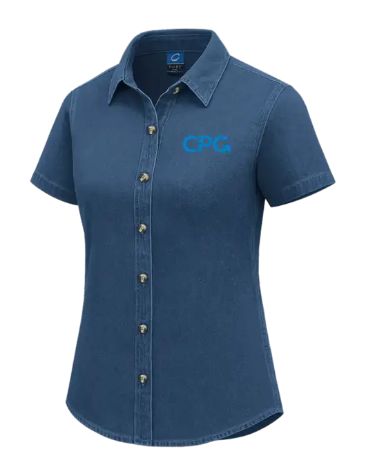 Womens Short Sleeve Light Navy Denim Shirt w/CPG Logo