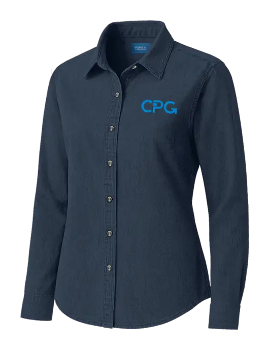 Womens Long Sleeve Light Navy Denim Shirt
 w/CPG Logo